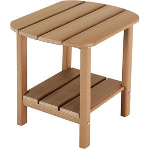 LZRS Double Adirondack Side Table, Outdoor Side Tables, End Tables for Patio, Backyard,Pool, Indoor Companion, Easy Maintenance & Weather Resistant(Teak)