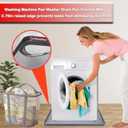 27x27inch Washer Drain Pan With Foldable Dirty Clothes Basket and Hook, Multi-function Non Slip Washer Drip Tray, With Raised Edge Washing Machine Silicone Mat, Soft Foldable Waterproof Pad, Grey
