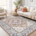Lofus 6x9 Area Rugs for Living Room, Washable Area Rug, Rugs for Bedroom, Kitchen, Vintage Boho Carpet, Soft Non-Slip, Low Pile Large Area Rug for Office Dining Room, Floral Brown