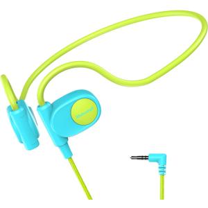Kid Headphones for School, Air Conduction Open Ear Headphones, 3.5mm Jack Wired Cord, Ultra-Comfort, Ergonomic and Lightweight Design Perfect for School and Outdoor Activities-Blue Green