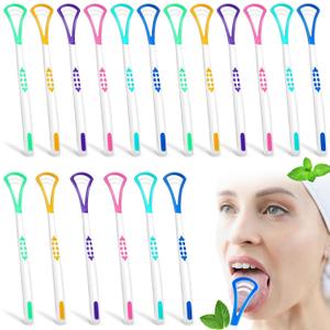 Yinkin 18 Pcs Tongue Scraper for Adults, Tongue Scraper Cleaner, Oral Care Brush for Reducing Bad Breath Adults Healthy Oral Care Tools Easy to Use