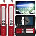 Rechargeable Flashlights High Lumens - Super Bright Small Pocket Magnetic Flashlight, 8 Modes LED Tactical Flash Light, Dual Button Powerful Flashlight for Camping (2, Red)