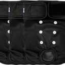 Leekalos Reusable Washable Dog Diapers Female (3 Pack) - Highly Absorbent Doggie Diapers - Size Adjustable Puppy Diapers for Dog Period Panties (X-Large) (X-Large (17.5"-27" Waist), Black)