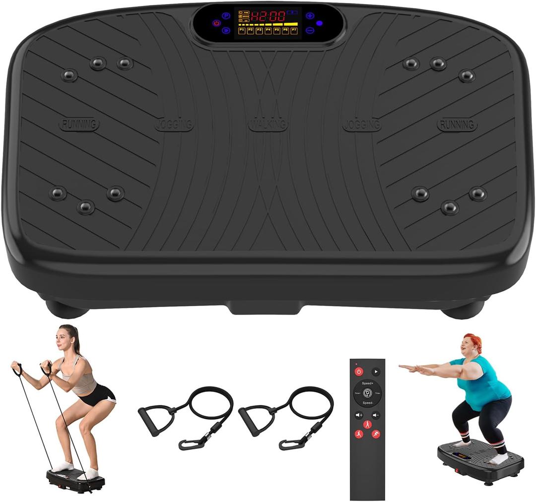 Vibration Plate Exercise Machine, Vibration Plate Platform for Lymphatic Drainage, 200 Adjustable Speeds Power Shaping Vibrating Plate Helps Weight Loss, Shaping, Max Weight 450 Lbs (Black)