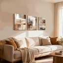 LYYGLYY 3Pcs Framed Brown and Black Canvas Wall Art 16x24 Inches