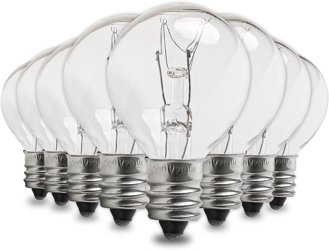 Seentech 8 Pack 120V 20W G30 Globe E12 Incandescent Candelabra Base Clear Light Bulbs, Long-Lasting Incandescent Replacement Bulbs Perfect for Middle Wax Warmer