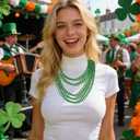 GONOSEED 50/100/150/200PCS St Patricks Day Necklace Bulk St Patricks Day Accessories Green Beads Decorations Party Favor