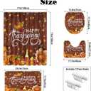 MEHOFOND 4pcs Happy Thanksgiving Turkey Shower Curtain Set,Rustic Wood Pumpkin Fall Autumn Harvest Shower Curtain Sets,Fall Bathroom Bathtub Decor with Non-Slip Rugs Toilet Lid Cover and Bath Mat (Orange1)