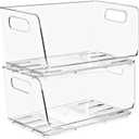 Sorbus Stackable Storage Bins Open Front - Clear Stackable Storage Bins - Pantry Bins for Storage and Organization - Acrylic Stackable Bins for Kitchen - Clear Pantry Organizer Bins (Small 2 Pack)