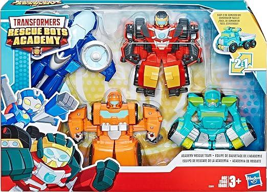 Playskool Heroes Transformers Rescue Bots Academy Rescue Team Pack, 4 Collectible 4.5" Converting Action Figures, Toys for Kids Ages 3 & Up 
