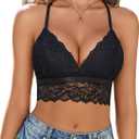 Avidlove Bralette for Women Wireless Lace Bra V Neck Racerback Cami Tank Y2k Camisoles Adjustable Crop Top (L, Black)