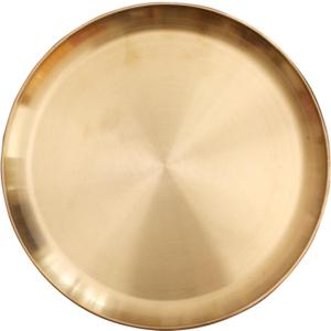 Round Brass Tray, Small Gold Decorative Tray Metal Storage Organizer Tray for Modern Home, Matte Brass Finish (SIZE:13.4inch)