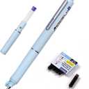 WRITECH Fountain Pen Fine Nib: Black Ink Retractable Pen Set Includes 5 Ink Cartridges Smooth Writing No leaking for Gift (Blue)