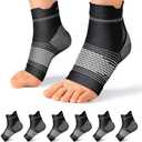 6 Pairs Plantar Fasciitis Socks for Men & Women, Ankle Brace Compression Socks with Arch Support for Achilles Tendonitis, Heel Pain, Swelling & Arthritis Relief, Black, X-Large