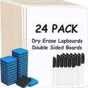 MaxGear Small White Board 24 Pack Dry Erase Boards, 9''x 12'' Mini Whiteboard Double Sided Portable Whiteboards for Students and Teachers School Supplies Lapboards Including 24 Markers and 24 Erasers