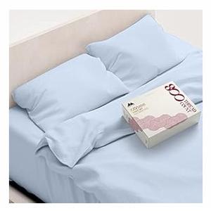 Mayfair Linen 100% Egyptian Cotton Sheets Queen Size  800 High Thread Count Sheets Queen, 6 PC Luxury Hotel Sheet for Queen Size Bed, 16" Deep Pocket Soft Sateen Cooling Bedding Sets  Light Blue