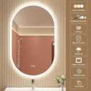 STARLEAD 32"x20" LED-Bathroom-Mirror-with-Lights, Wall-Mounted with Anti-Fog, 3 Color Temperature, Dimmable Brightness, Waterproof, Tempered Glass, Frontlit & Backlit, Oval