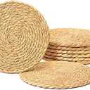 Round Woven Placemats Set of 20 – 11.8” Boho Table Mats – Rustic Farmhouse Dining Table Decor – Handmade Natural Placemats for Kitchen or Coffee Table