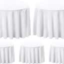 Surmente 5 Pack White Tablecloth for Round Tables, 132-inch Round Table Cloths for Weddings, Banquets, or Restaurants (132 Round, 5 Pack, White)
