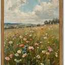 Vintage Wildflowers Wall Art, Vintage Botanical Wall Decor Paintings, Farmhouse Nature Colorful Flower Canvas Prints Artwork for Bedroom Living Room 24x16 inch Wood Framed