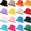16 Pcs Solid Color Summer Bucket Hats for Women Unisex Packable Sun Hat Set Lightweight Fishman Cap for Holiday