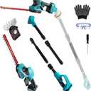 Pole Hedge Trimmer Cordless for Makita 18V Battery (No Battery), 2-in-1 Brushless 12" Hedge Trimmer and 3.9" Grass Shear with 8.5FT Extension Pole, 15Ft Long Reach for Tree Shrub Pruning