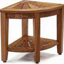 AquaTeak The Original 15.5" Kai Corner Teak Shower Bench - Shower Stool with Storage Shelf for Bathroom - Durable Water Resistant Shower Chair - Shaving Foot Rest - Indoor & Outdoor Use
