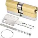 PATIKIL 35/35 (70mm Overall) European Double Lock Cylinder, Door Cylinder Lock with 8 Keys for Wooden Doors, Aluminum Doors