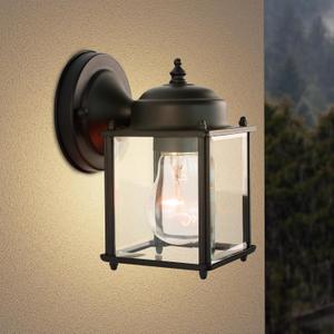 Kalium Outdoor Porch Lights Sconce, Black Exterior Lighting Fixtures Waterproof, Wall Light Fixture with E26 Socket & Glass Shade, Modern Outdoor Lanterns for Patio Front Door (1 PACK(8 inch))
