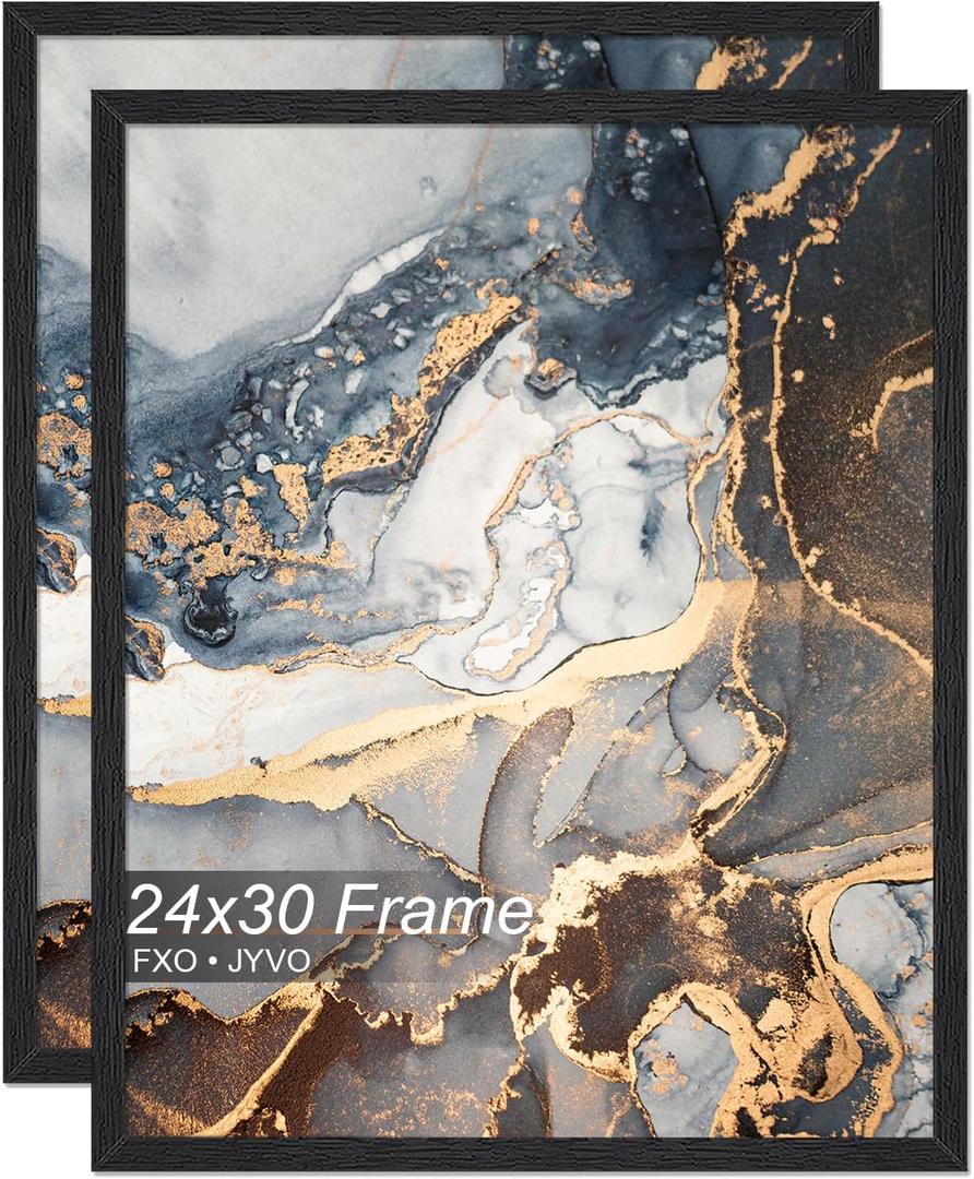 Fxojyvo 24x30 Picture Frame Set of 2 Black Engineered Wood Wall Hanging