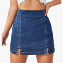 Floerns Women's Casual Split Hem High Waist Denim Skorts Skirt Shorts, A Blue, Medium