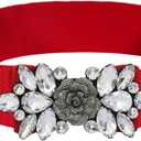Women Big Rhinestone Belts Sparkly Crystal Belts Wide Stretchy Elastic Belt for Ladies Dresses (XL-XXL(35~41"), Rose Red)