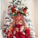 Christmas Hair Band Red Tree Head Band with Red Green Ribbon Holly Design Red 2026 Glasses Photo Props for Women and Girl Hair Accessories for Christmas Party or Festival Decoration Wear 2PCS