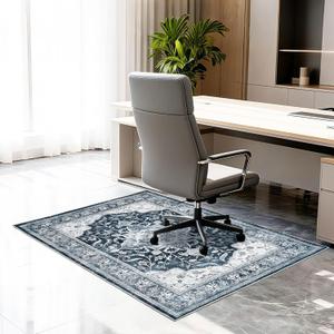 Office Chair Mat for Hardwood Floor & Tile Floor, 36"x48"Anti-Slip Under Desk Carpet Protector for Rolling Computer Chair Mat, Machine Washable Office Area Carpet (Chenille,Blue)