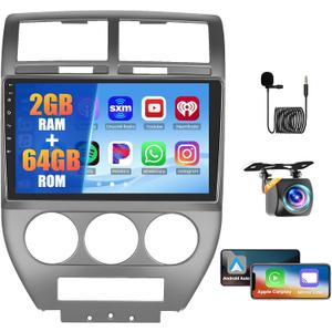 2+64G Radio for Jeep Compass Patriot 2007 2008 2009 CarPlay Car Stereo Android 15 Touchscreen 10.1" Android Auto Backup Camera GPS EQ 28UI