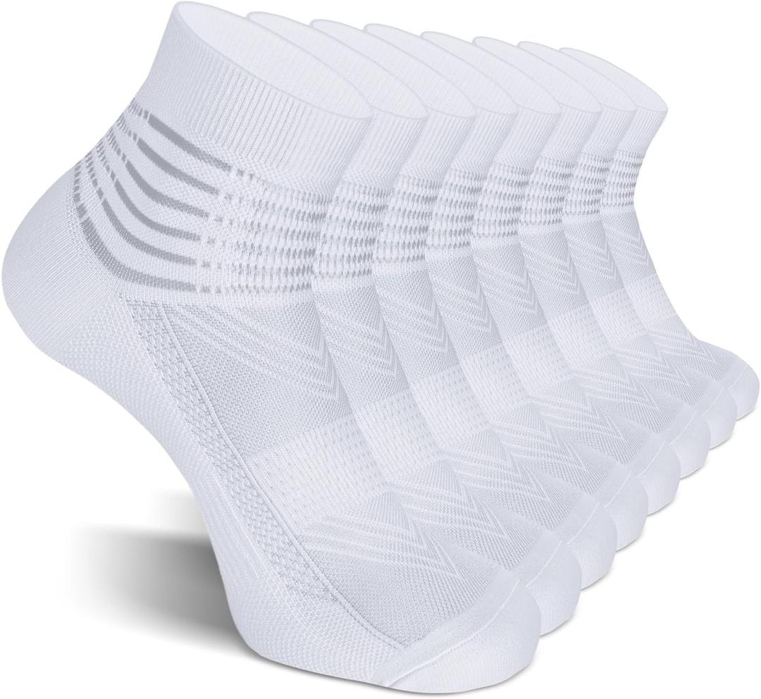 IRAMY Compression Ankle Support Socks Coolmax Wicking Cushioned Athletic Plantar Fasciitis Relief Men Women 2/3/6 Pairs (Medium, White-4 Packs)