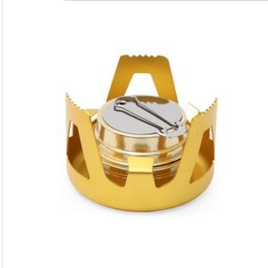 Mini Alcohol Stove Alcohol Burner, Lightweight Brass Spirit Burner with Aluminium Stand, Backpacking Stove for Outdoor Camping, Hiking, Backpacking, Picnic (Gold)