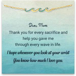 STORYJEWELLERY Mom Christmas Gifts, Mom Bracelet, Gifts for Moms, Wave Bracelet for Mother, Moms Jewelry, Birthday Gifts for Mother