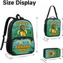 Zhazieon Tung Tung Tung Sahur Kids Backpack Set, Adjustable 3 in 1 School Backpack with Lunch Box and Pencil Case, Funny Shark Character School Bag for Boys Girls Elementary Students(Black-B3), Medium