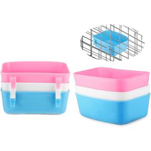 3 PCS Rabbit Feeder Waterer, Chicken Feeder Guinea Pig Food Bowl Hanging 15 oz Food Water Hanging Watering Container Feeding Dish Coop Cup Treats Drinker for Bird Bath Basin Hamster Bed