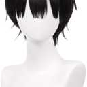 Black Short Cosplay Wig & 1 Hair Net Cap, for After School Theme Anime Costume Party; 33BK