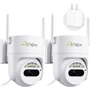 5G/2.4G Security Camera Outdoor, 3MP Wired Cameras 24/7 Recording, Plug-in Power, 360 View, Motion Tracking, Alexa, 2-Way Audio, IP66, Color Night Vision, SD/Cloud Storage(2 Pack)
