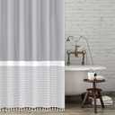 Seasonwood Grey Shower Curtain Modern Fabric Shower Curtains White Tassels Farmhouse Shower Curtains Striped Shower Curtain Waterproof 72x72 Inch