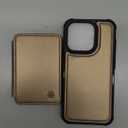 Compatible with Magsafe for iPhone 15 Pro Wallet Case Magnetic Card Holder, RFID Blocking 2 in 1 Detachable Kickstand Shockproof Case for Women Men, Bronze Gold