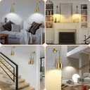 Gold Battery Operated Wall Sconce, Wireless Wall Lights Set of 2, Dimmable Wall lamp with Remote Control, 3000K-6000K Adjustable Modern Luxury LED Light Fixtures for Kitchen Bedroom Living Room Stairs