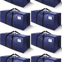 SWEET DOLPHIN 8 Pack 200LB Heavy-Duty Moving Bags with Wrap-Around Handles, Extra Large Storage Totes for Space Saving, Clothes Storage Bags, College Dorm Essentials, Blue, 24 Gal