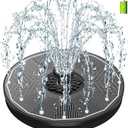 SZMP Solar Bird Bath Fountains,Working On Cloudy Day Solar Water Fountain 3.5W Glass Solar Panel 2000mAh Battery 4 Fixer 7 Nozzles Solar Fountain for Bird Bath Garden(Black Solar Panel)