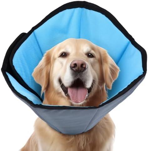 ipetstation Dog Cone Collar for Dogs After Surgery Extra Long, Adjustable Comfy Dog Elizabethan Pet Collar Cone for Large Dogs Anti-Lick Protective Wound Size XS