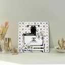 summer melody Perfume Bottles Canvas Wall Art Chic & Trendy Floral Theme Decorative Painting 12"x12" Black and White Fashion Picture Modern Artwork for Girls Room Bedroom Makeup Room