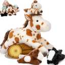 MaoGoLan 4 Pcs Spotted Horse Stuffed Animal, Large Appaloosa Mommy Horse with Baby Pony Plush Toy Set, Pony Bulk for Kids Girl Boy, Valentines Easter Birthday Gift, Baby Shower Decor, 21 inches